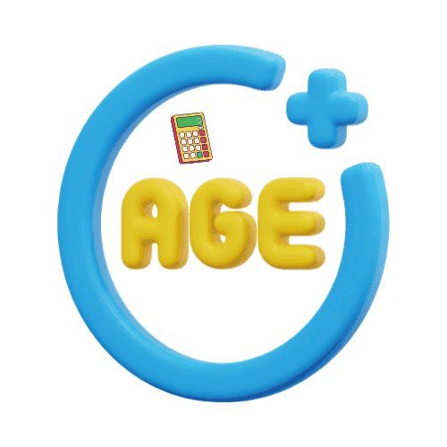 Age Calculator icon of plus and circle and calculator.word AGE.