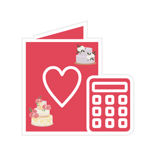 Wedding Budget Calculator icon of cake wedding card calculator.